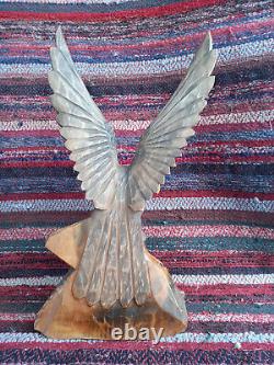 Antique Vintage Wooden Hand Carved Eagle Two Eagles