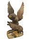 Antique Vintage Wooden Hand Carved Eagle And Wolf Figurine Handmade Statue Decor