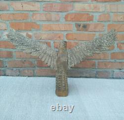 Antique Vintage Wooden Hand Carved Hawk Eagle HandMade Eagle with a fox