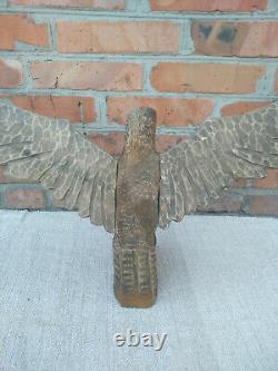 Antique Vintage Wooden Hand Carved Hawk Eagle HandMade Eagle with a fox