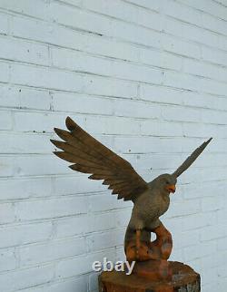 Antique Vintage Wooden Hand Carved Large Hawk Eagle