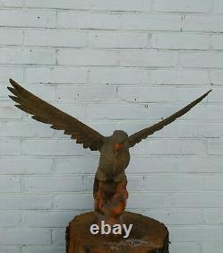 Antique Vintage Wooden Hand Carved Large Hawk Eagle