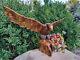 Antique Vintage Wooden Hand Carved Large Hawk Eagle With A Snake 70s