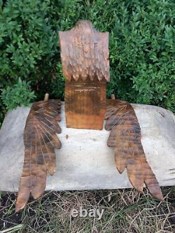 Antique Vintage Wooden Hand Carved Large Hawk Eagle with a snake 70s