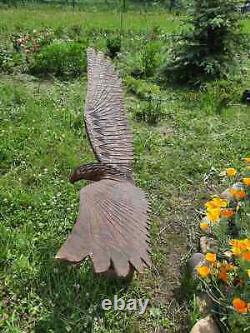 Antique Vintage Wooden Hand Carved Very Large Eagle 70s