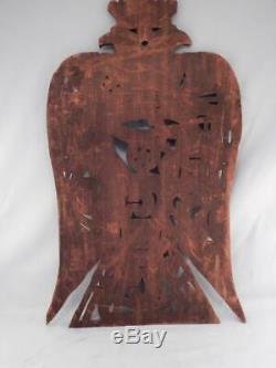 Antique c1933 Folk Art Hand Carved Wood SignEagle with Glass EyesBible Themes