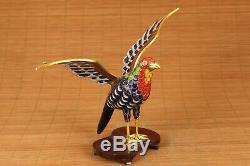 Antique collection cloisonne hand painting eagle statue figue netsuke decoration