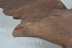 Antique eagle hand carved wood glass eye coat hooks hand made OOAK 19 in