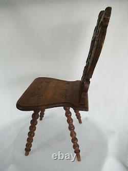 Antique hand-carved Black Forest chair around 1880, double-headed eagle, grimaci