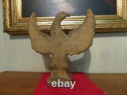 Antique hand carved wood folk art 19th c Americana guilt painted eagle on plinth