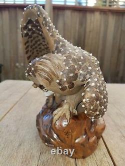 Antique revolution Shiwan pottery ceramic eagle catch snake statue art