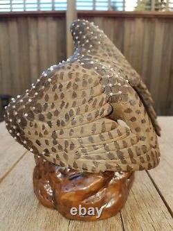 Antique revolution Shiwan pottery ceramic eagle catch snake statue art