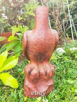 Art Home Decor 14.1 Large Wooden Eagle Statue Hand Carved Sculpture Figurine