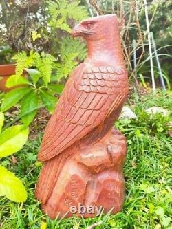 Art Home Decor 14.1 Large Wooden Eagle Statue Hand Carved Sculpture Figurine