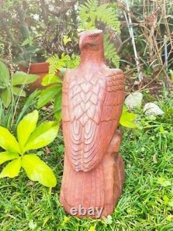 Art Home Decor 14.1 Large Wooden Eagle Statue Hand Carved Sculpture Figurine