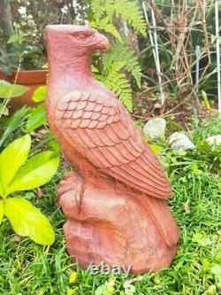 Art Home Decor 14.1 Large Wooden Eagle Statue Hand Carved Sculpture Figurine