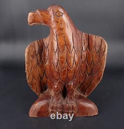 Arts and Crafts Hand Carved Wood Standing Eagle Figure