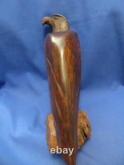 Awesome Large Kino Bay Mexico Iron Wood Hand Carved Polished Eagle 12