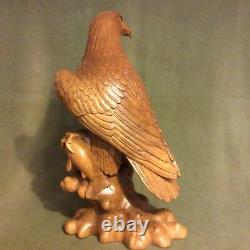 Bald Eagle Holding Fish, Hand Carved From Mahogany Wood With Excellent Details