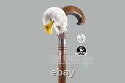 Bald Eagle Wooden Walking Stick Cane Bird Handle Hand Carved Walking Stick DQ1