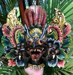 Bali Wood Hand Carved Painted Art Mask Garuda Sculpture Hindu Dragon Eagle Decor