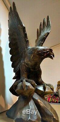 Beautiful Antique Hand Carved Wood Eagle