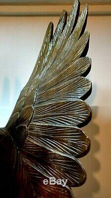 Beautiful Antique Hand Carved Wood Eagle