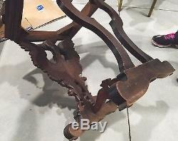 Beautiful Antique Victorian Hand Carved Walnut Marble Table