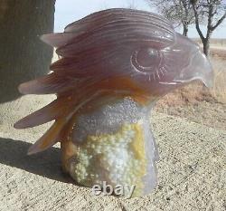 Beautiful Blue Agate Eagle Translucent Druze All Natural 5 1/4 Tall Hand Carved