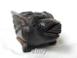Beautiful Hand Carved Tobacco Pipe Eagle Raven With Feathered Wings (BC23)