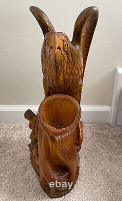 Beautiful Hand Carved Wooden Eagle Highly Detailed 16 Tall