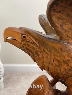 Beautiful Hand Carved Wooden Eagle Highly Detailed 16 Tall