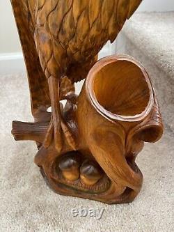 Beautiful Hand Carved Wooden Eagle Highly Detailed 16 Tall