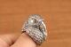 Big Chinese Old 925silver Hand Carved Eagle Fashion Ring