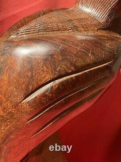 Big hand carved wooden eagle as is
