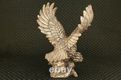 Big rare old copper hand carving eagle figure Statue table decoration