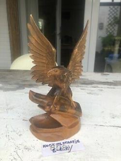 Black Forest Eagle Statue Wood Hand Made Carving Schwarzwald Bear Germany Adler