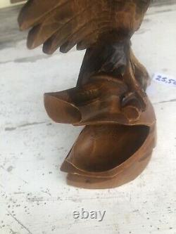 Black Forest Eagle Statue Wood Hand Made Carving Schwarzwald Bear Germany Adler