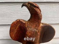 Black Forest Wooden Hand Carved Eagle-Falcon-Hawk-Bird of Prey Sculpture German