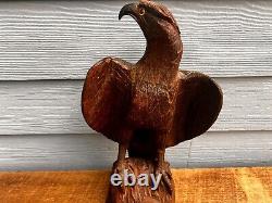 Black Forest Wooden Hand Carved Eagle-Falcon-Hawk-Bird of Prey Sculpture German