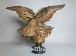 Black forest hand carved Wooden US eagle swiss glass eyes