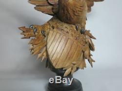 Black forest hand carved Wooden US eagle swiss glass eyes