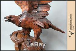 Black forest hand carved Wooden eagle swiss glass eyes