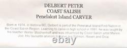 Blue Heron Delbert PETER signed Original Coast Salish Haida hand carved art
