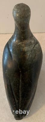 Canadian Eskimo Art Signed Inuit Soapstone Carving Eagle Large Vtg Hand Carved