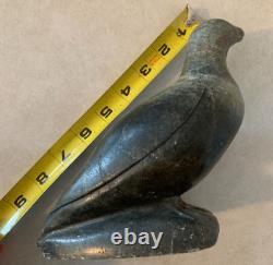 Canadian Eskimo Art Signed Inuit Soapstone Carving Eagle Large Vtg Hand Carved