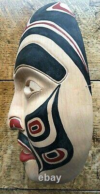 Carol Young (Bagshaw) Haida Eagle Clan Hand Carved Painted Signed Cedar Mask'09