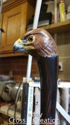 Carved Bird Eagle hand Head Handle Unique Wooden Walking Stick Cane new handmade