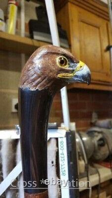 Carved Bird Eagle hand Head Handle Unique Wooden Walking Stick Cane new handmade