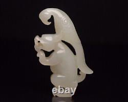 Certified Chinese Natural Hetian Jade Hand-carved Eagle Bear Statue 20115